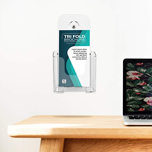 image for MaxGear 6 Pack Premium Trifold 4-Inch Wide Acrylic Brochure Holder Wal
