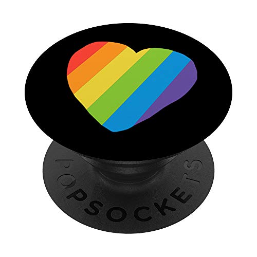 LGBT Gay Pride Rainbow Colors Flag in Heart Shape Love PopSockets PopGrip: Swap…
