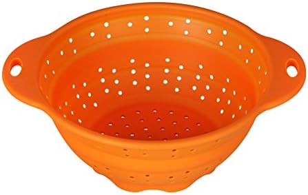Jovilife Collapsible Silicone Kitchen Colander/Strainer,Orange,10 inch