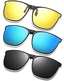 3 Pair Oversize Polarized Clip on Sunglasses Large