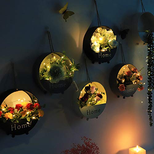 Black Wall-Mounted Planter, 8 Inch Round Iron Succulent Planter Pots and Mini Flower Plant Containers. Flower Pots for Desk, Home Decoration