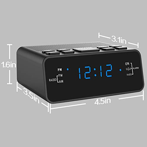 Alarm Clock, Alarm Clocks for Bedrooms with AM/FM Radio,Sleep Timer, Dimmer, Snooze, Battery