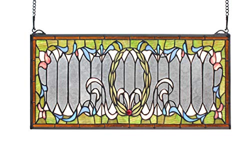 Yogoart Extra Large Tiffany Stained Glass Transom Window Panel 22 Inch - Thumbnail 4