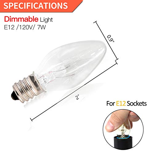 Betus [Original Replacement] Long Lasting 7 Watt Dimmable E12 Socket Incandescent Candelabra Salt Lamp Bulb - Value Pack of 12