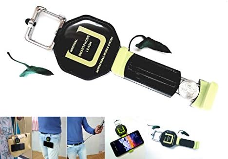 Universal Cell Phone Leash/ Retractable Carabiner Hook/ Replaces Armband Holder/ Replaces Lanyard Strap/ Build in Selfie Stick/ Boating Gear/ Climbing Gear/ Workout Gear/ Sports Gear (All in 1)