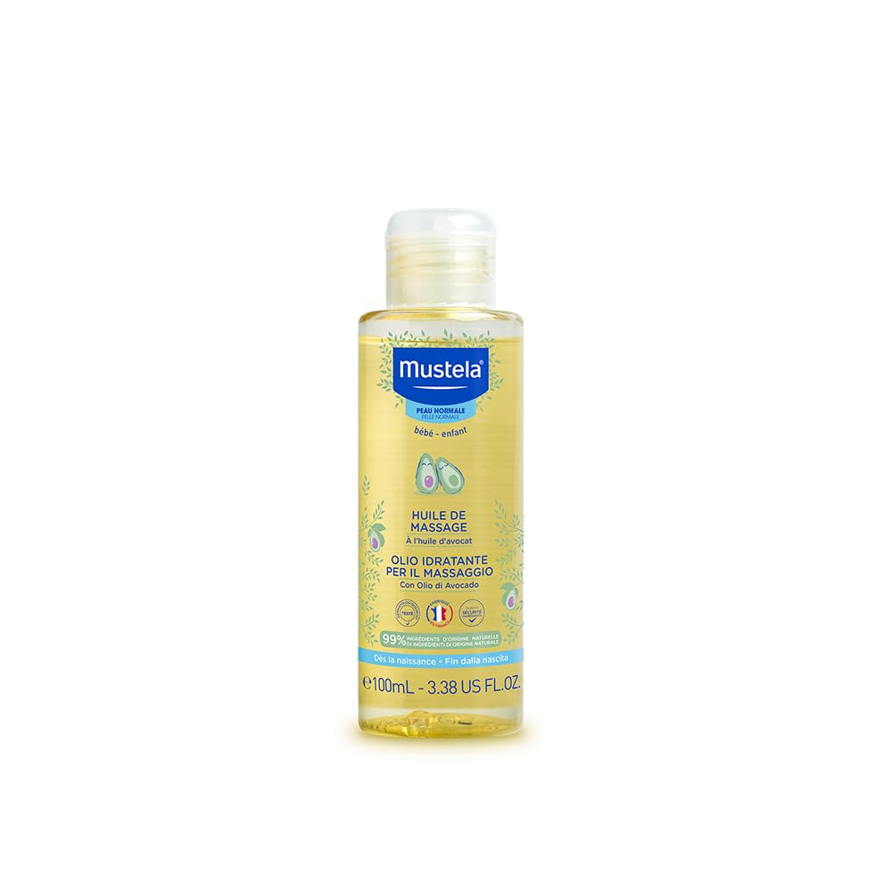 Mustela Baby Oil with Avocado, Pomegranate & Sunflower - Moisturiser for Babies, Kids & Family - 99% Natural Ingredients Softens Skin (100ml)