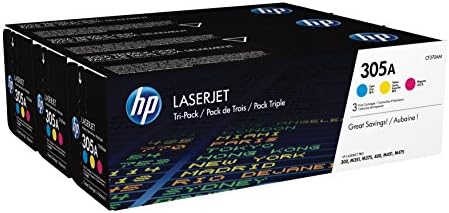 Genuine H-P CF370AM Includes 305A Set of 3 Cartridges - One each of CE411A / CE412A/ CE413A - Cyan, Magenta &amp; Yellow Original Toner Cartridges