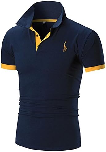 Summer Men Short Sleeve ☀Kstare Men's Classic Solid Soft Stretch Short Sleeves Polo T-Shirt (Navy, L)