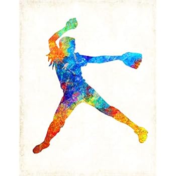 Amazon.com: Dignovel Studios 13X19 Baseball Softball Player Sports Art