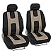 BDK Sport Series Rome Sport Beige Tan Seat Covers w/Split Bench & Tan Tattoo Carpet Mats Full Set