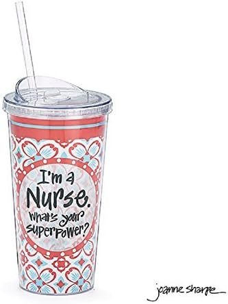 I'm a Nurse, What's Your Superpower Travel Cup 20 oz with Lid and Straw by Joanne Sharpe