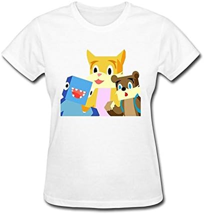 Robeni Women's Generic Cotton Stampy Cat iBallisticsquid L for Lee x Design T Shirt