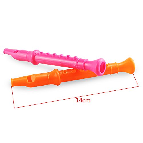 Etmact 5.5 Inches Plastic Recorders - Pack Of 12 - Mixed Color Plastic Flute Musical Instruments Toy For Kid Party Favors, Bag Stuffers Gift