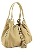 Faux Calfskin Leather Tassel Drawstring Hobo Bag