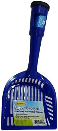 Ruffin It Super Scooper Litter Scoop with Waste Bag Dispenser, Blue, 1-Pack