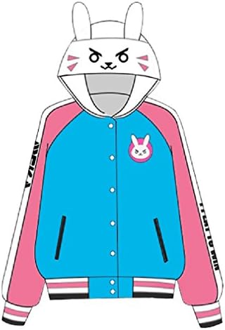 Huazhe Girls Dva Hana Song Hoodie Cute Long Sleeve Impression Jacket Baseball Sweatshirt Cosplay Suits (L, Thick Version)