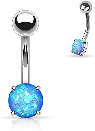Inspiration Dezigns 14GA Basic Non Dangle Opal Prong Set 316L Surgical Steel Belly Navel Ring