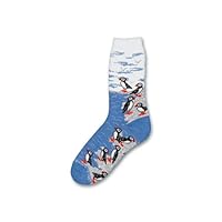 For Bare Feet Puffin on Rock Socks Blue Medium