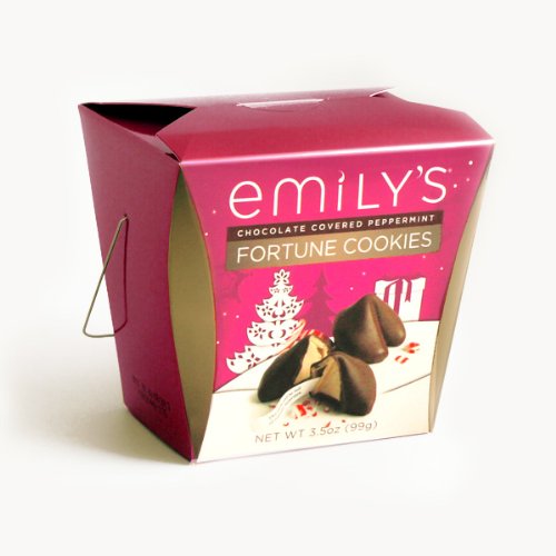 Emily's Fortune Cookies, Chocolate Covered with Peppermint, 3.5 Ounce