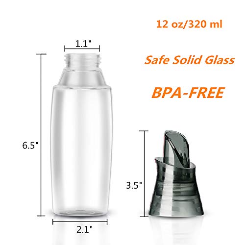 Gmisun 2 Pack Olive Oil Dispenser Bottle with Automatic Flip Lid Dripless Glass Oil Bottle for Kitchen Oil and Vinegar Cruet 12 Ounce Grey Red and Grey