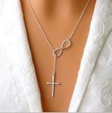 Iumer Cross necklace Lucky Crystal Necklace Silver Pendant Jewelry Gift