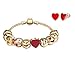 Emoji Gold Plated Strand Bracelet With Heart Earrings - 10 Enamel Painted Interchangeable Fun Emoji Faces Beads on a 7