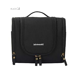 Image of Hanging Toiletry Bag For Men And Women, Large Makeup Organizer, Waterproof, Sturdy Hook For Travel (black)