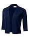 FLORIA Womens Classic 3/4 Sleeve Open Front Cropped Cardigan Navy M