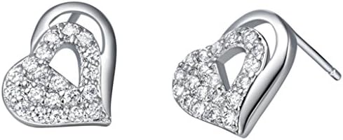 Aomily Jewelry, Silver Plated Love Heart Womens Stud Earrings Silver Decoration