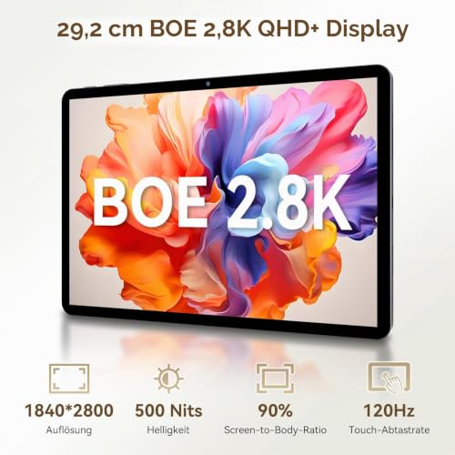 TABWEE T12Pro Android 16 Tablet with Keyboard - 2.8K BOE QHD+ Display, 11 Inch Tablet, Helio G100, 32 GB RAM + 256 GB ROM, 8000 mAh, 13 MP + 8 MP, Widevine L1, Gemini AI, Tablet 4G LTE