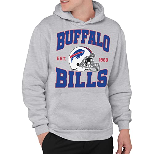 Junk Food Clothing x NFL - Team Helmet - Pro Football Adult Pullover Hooded Fleece Sweatshirt for Men and Women - Grey