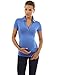PattyBoutik Mama Collar Short Sleeve Maternity Polo Shirt (Blue M)