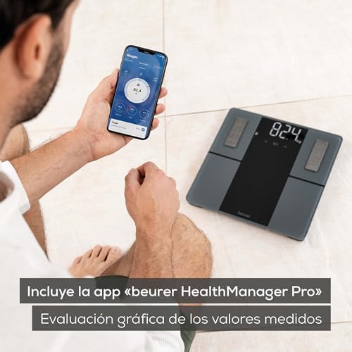 BF 500 báscula de baño digital con Bluetooth y aplicación, con medición de grasa corporal, porcentaje muscular, necesidad calórica, etc. transferencia de datos a Apple Health y otros