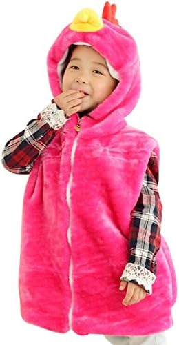 Hanstyle Cartoon Toddler/kids/child Role Play Costume Warm Hooded Animals Vest (L(10-15Y), Pink bird)