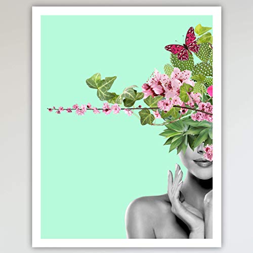 "The Blessed Woman" Art Print Poster With Cactus, Eucalyptus Leaves, Flowers, Succulents & Butterflies - Home & Bedroom Wall Art - Husband & Wife Gift for Home Decor 11x14 inches, Unframed - Thumbnail 6