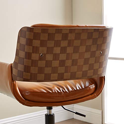 Desk Chairs No Wheels Adjustable Height Task Chair with Armrest Brown