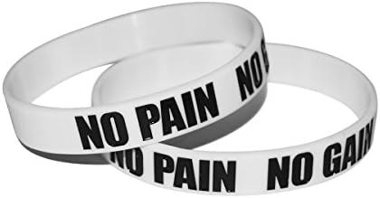 White / Black Inspirational "NO PAIN NO GAIN" WOD Training Workout Crossfit Warrior Fitness Bracelets Silicone Gym Wristbands (1 Piece)