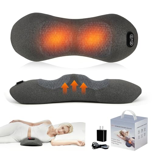 Smooth Spine Triple Fusion Back Massager with Heat - Sciatica Pain Relief & Spine Decompression Device, Deep Tissue Massager for Lower Back Pain, Office Chair and Home (Black)