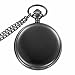 Jechin Classic Smooth Stainless Steel Case White Arabic Numbers Modern Pocket Watch (Black)