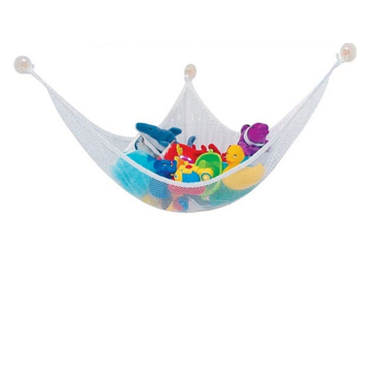 Tiardey Toys Storage Hammock Net,Wall Sling Toy Organizer For Keep Childs Bedroom Nursery Tidy With Hooks (White)
