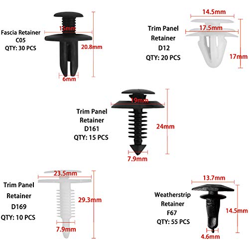 Auto Clips Car Body Retainer Assortment Clips Set Tailgate Handle Rod