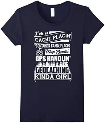 Women's Geocache Shirt - Geocaching Kinda Girl Shirt XL Navy