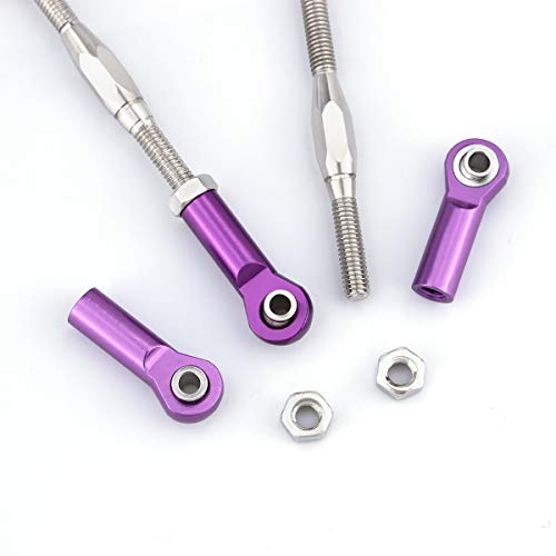 Hosim Front Rear Turnbuckles Set, Aluminum Adjustable 83-97mm Camber Linkage Rod Ends for 1/10 Traxxas Slash 4x4 RC Cars Replacement Upgrades Hop-up Parts Purple(4PCS)