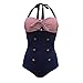 Zmart Plus Size Vintage Inspired Halter Stripe Monokini Swimwear