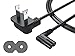 [UL Listed] Pwr+ 2 Pack 3 Ft 2 Prong AC Wall Cable 2 Slot Power Cord L-Type for LED LCD TV, Samsung, LG, Yamaha Sound Bar Laptop IEC-60320 IEC320 C7 to NEMA 1-15P (Figure 8) - 3903-000853 3903-000599