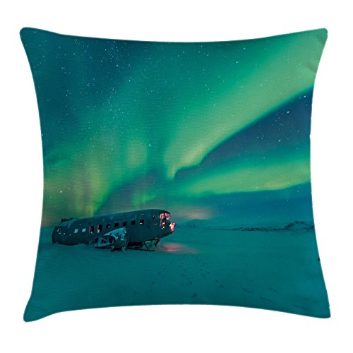 Aurora Borealis Throw Pillow Cushion Cover By Ambesonne Old Plane