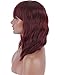 Kalyss Short Synthetic 99J Burgundy Wig with Hair Bangs Short Wavy Curly Wig for Women -Natural Looking and Heat Resistant Full Head Hair Replacement Wig for Daily Wear or Costume Wig