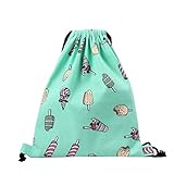Unisex Canvas Drawstring Backpack Cartoon Kids Softback Rucksack Gym School Bags
