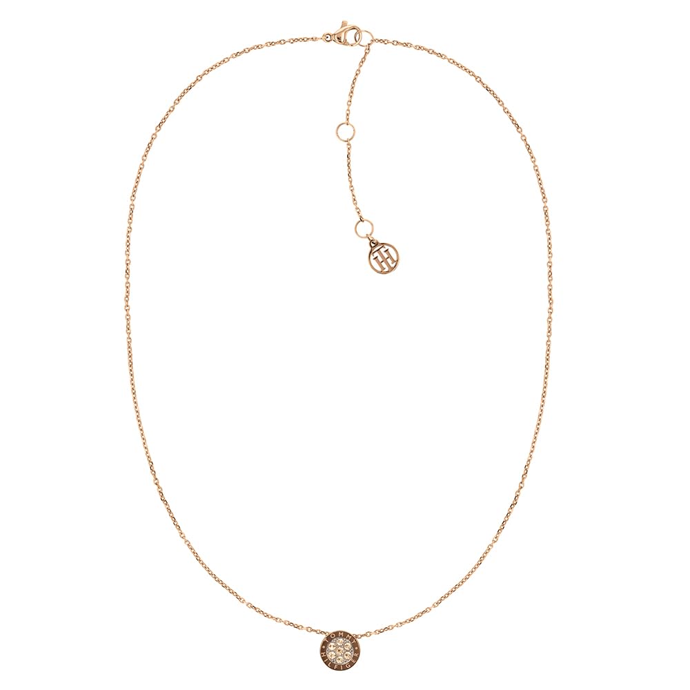Tommy Hilfiger Jewelry Women's Carnation Gold Pendant Necklace Embellished with Crystals - 2780579