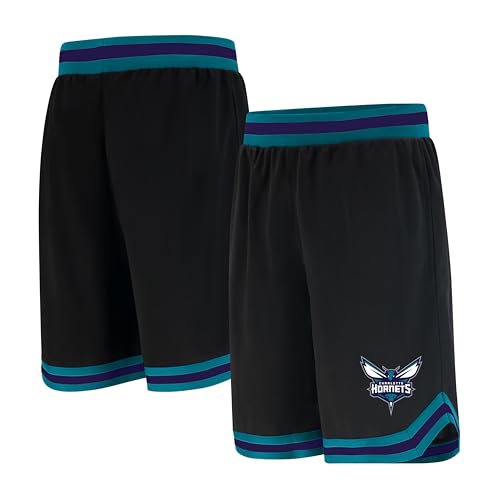 Ultra Game NBA Men's Active Knit Basketball Training Shorts Herren Woven Team Logo Poly Mesh, Schwarz, Medium